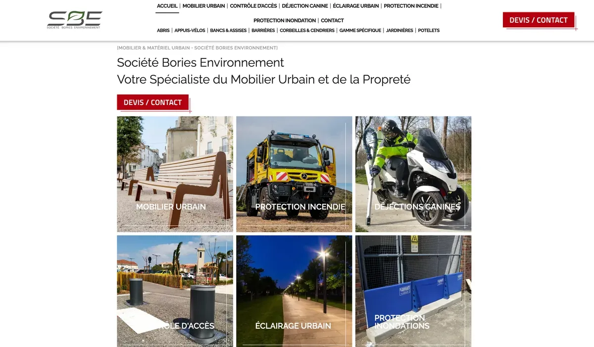 Site web Mobilier et Matériel Urbain — Bories Environnement