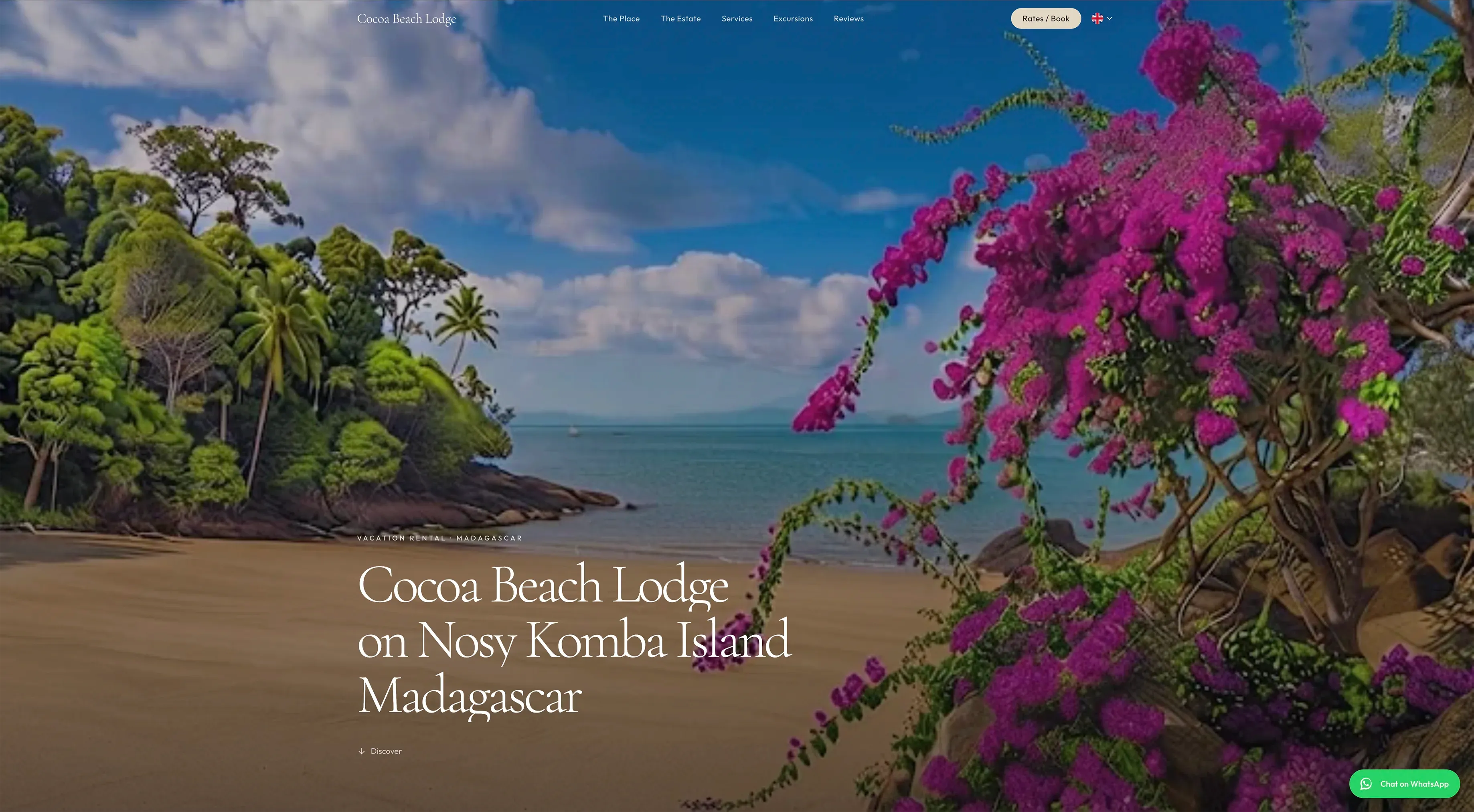 Site web Cocoa Beach Lodge — location de villa à Nosy Komba, Madagascar